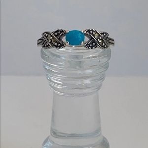 Sterling Silver oval simulated turquoise Ring